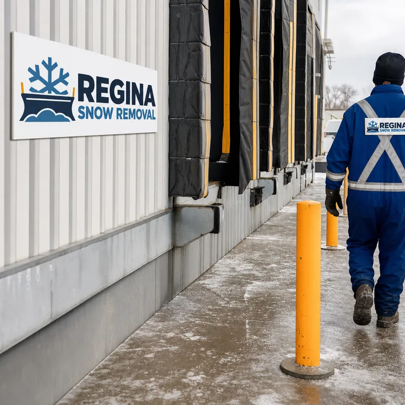 Cleared loading dock approach with an open turning apron and pedestrian path